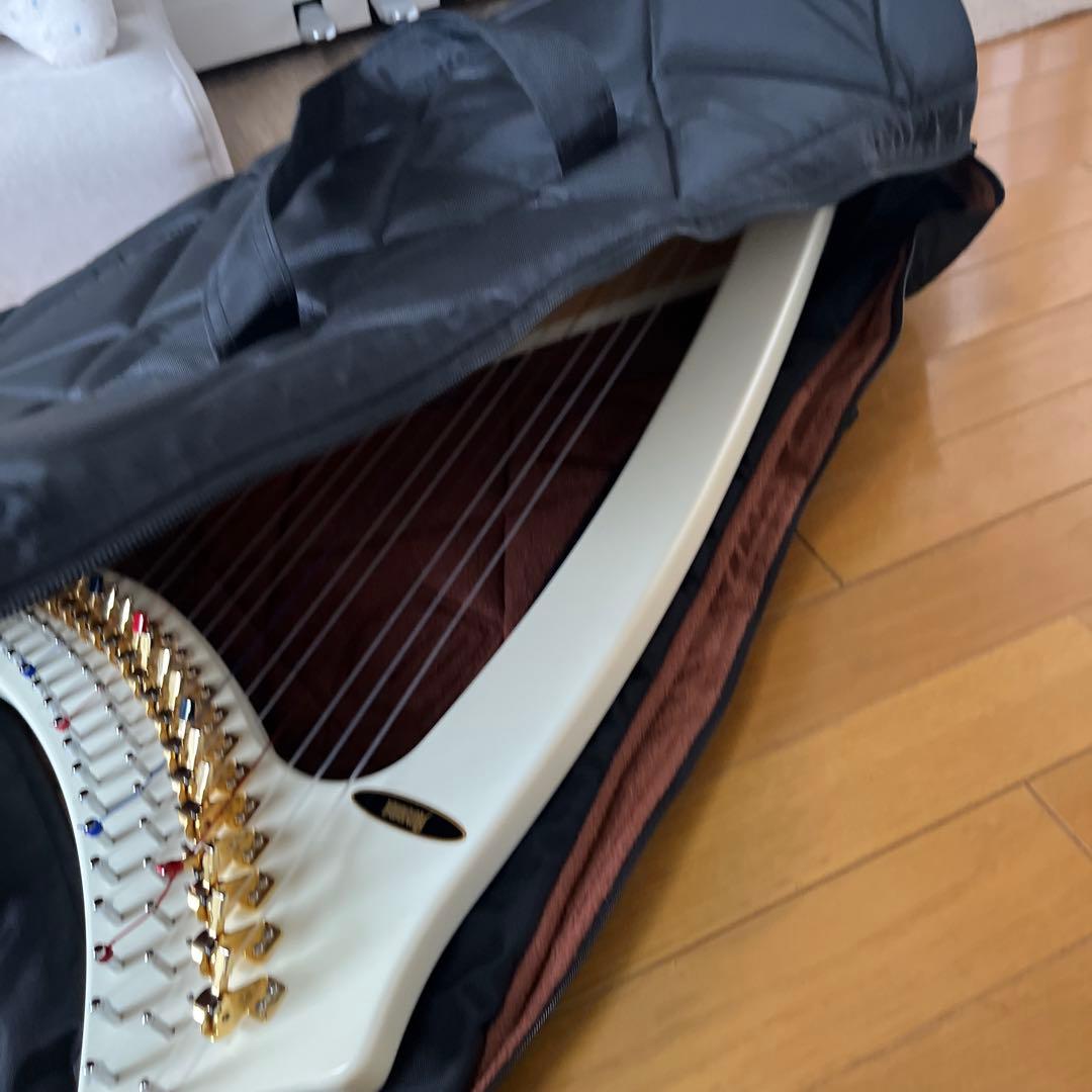青山ハープ　サウルハープ　25S ホワイト　専用ケース付き　25弦　楽譜台も