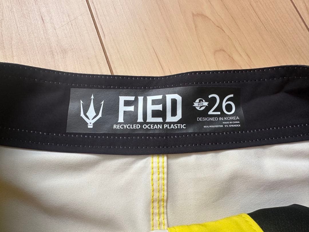FIED フィジーク用サーフパンツ イエロー ストライプ メンズ