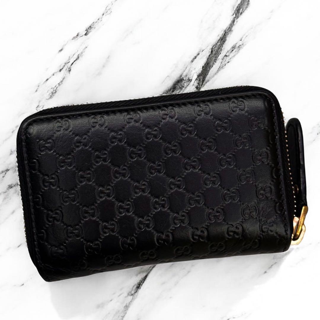 美品 グッチ マイクロシマ ケース 財布 小銭入れ カード コンパクト 黒