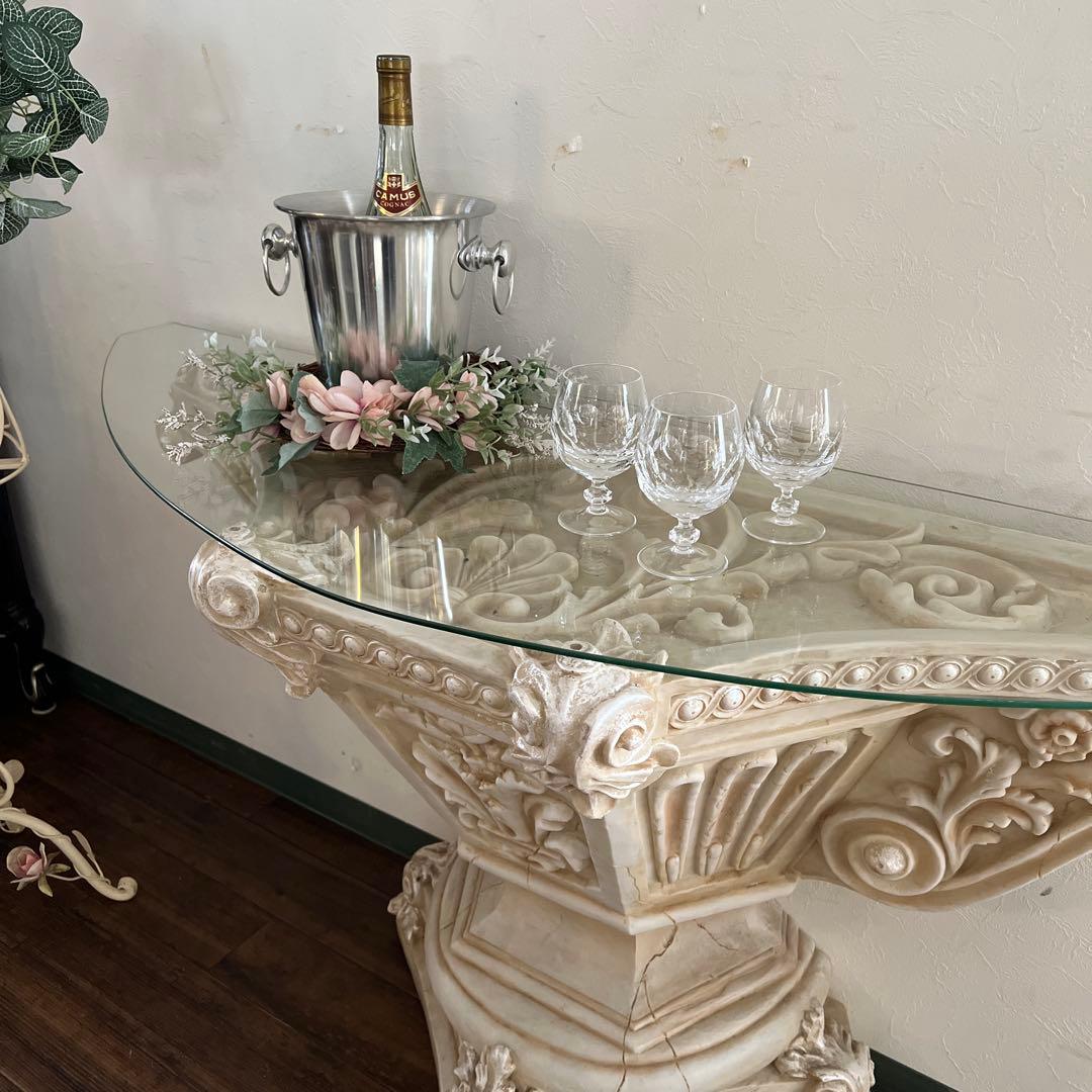 k512r122 まるで宮殿のようなコンソールテーブル ガーデンコラム風 ガラス