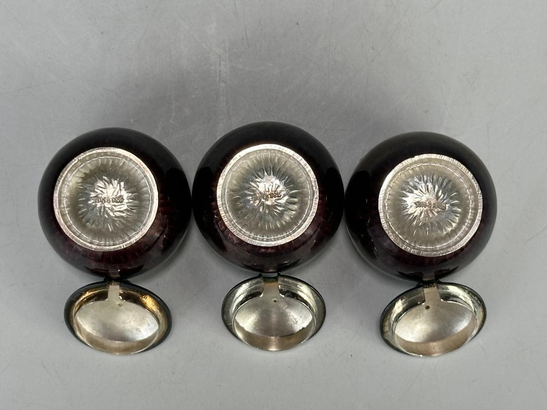 韓国美術　純銀製　刻印有　調味料入　七宝　茶器　茶道具　重さ317g