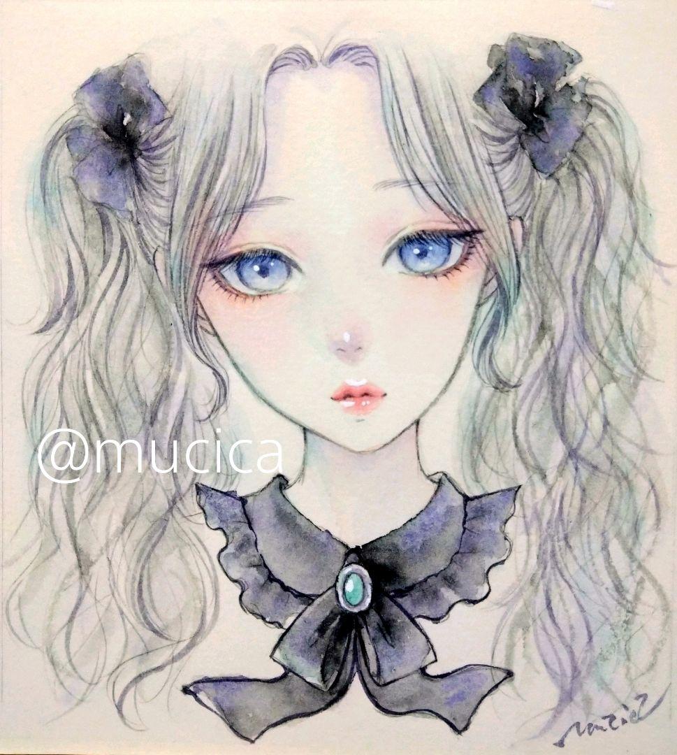 25124A 肉筆原画　手描きイラスト　絵画　オリジナル　アナログ　水彩画