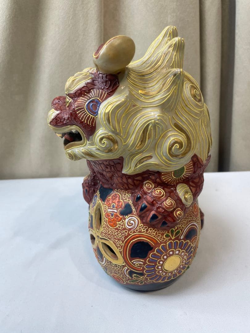 九谷焼 玉乗り獅子 縁起物 金彩 開運 久谷 九谷焼 縁起物 玉乗り獅子