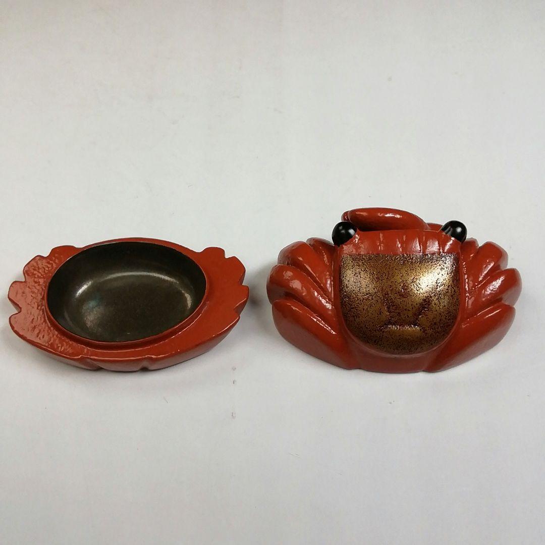 T936 香合 『蟹 香合』『山崖宗陽 作』漆塗蒔絵 共箱 茶道具