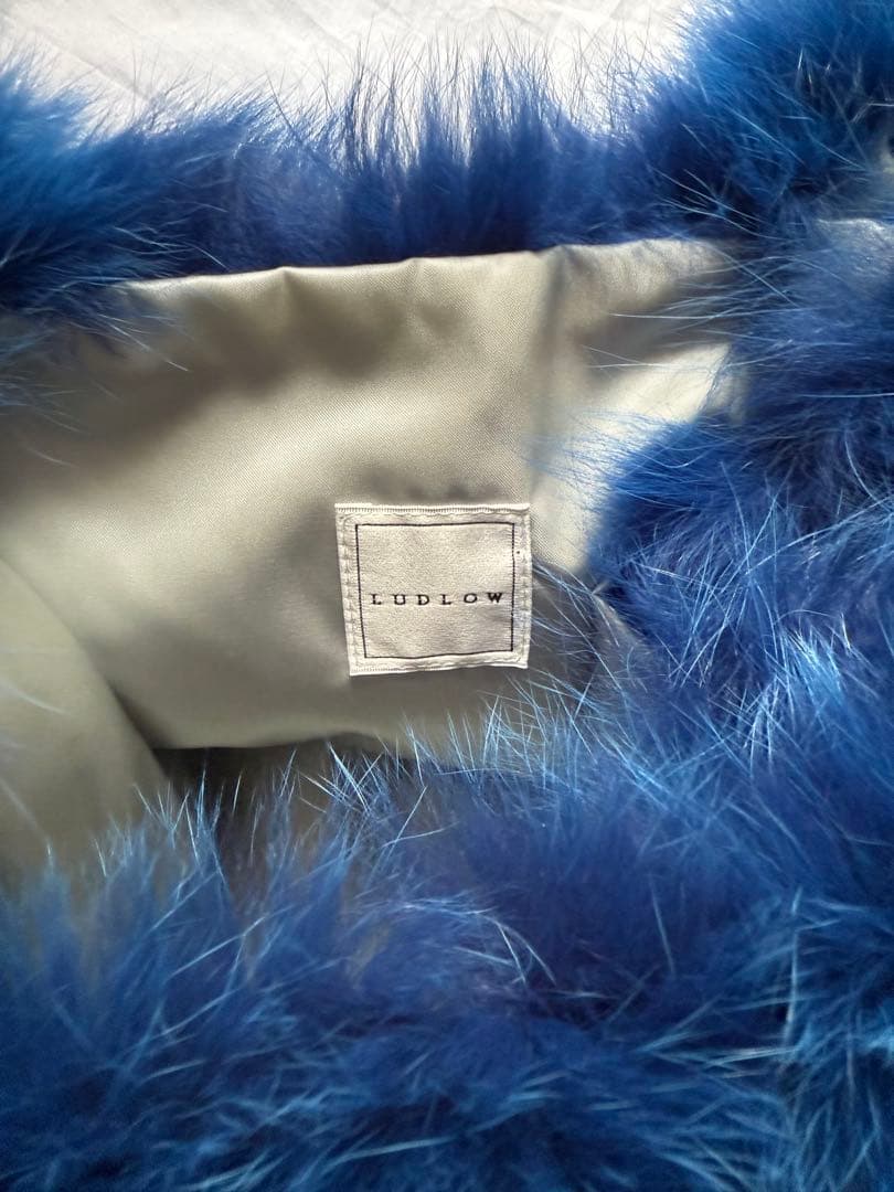 LUDLOW 青 ファー ハンドバッグ