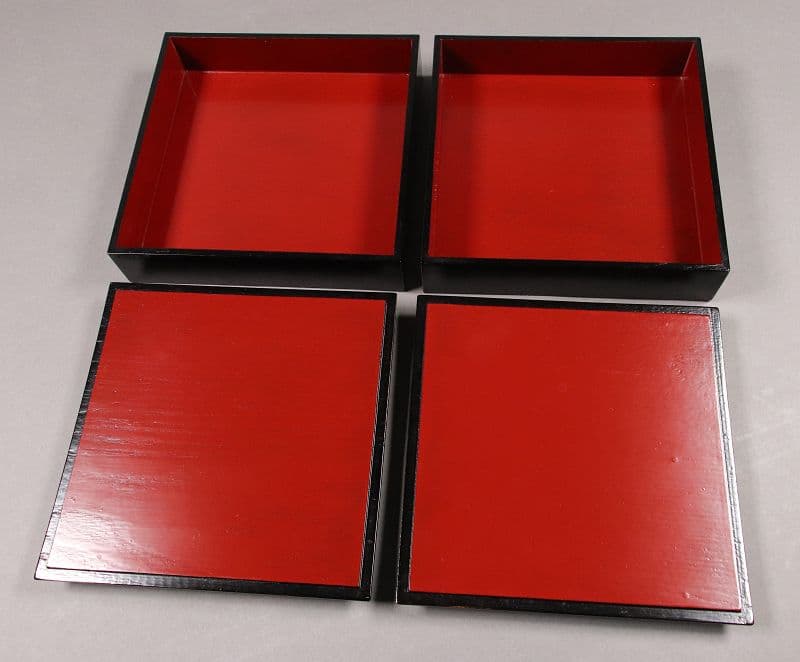 漆芸 山田平安堂 二代 呉藤友乗 花篭蒔絵 蓋物 五点 弁当箱 共箱 M837