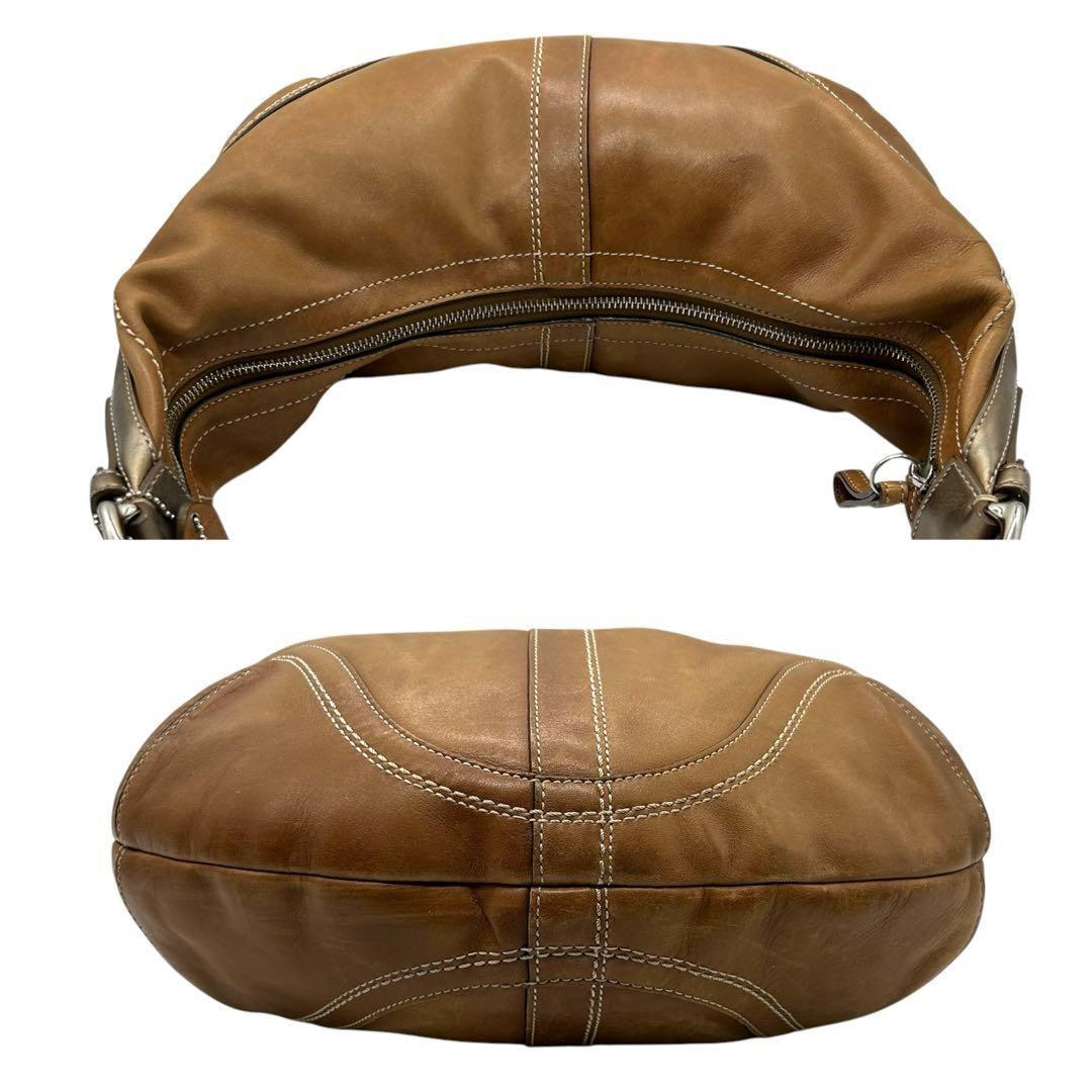 良品 759 コーチ ホーボー ワンショルダーバッグ レザー ブラウン