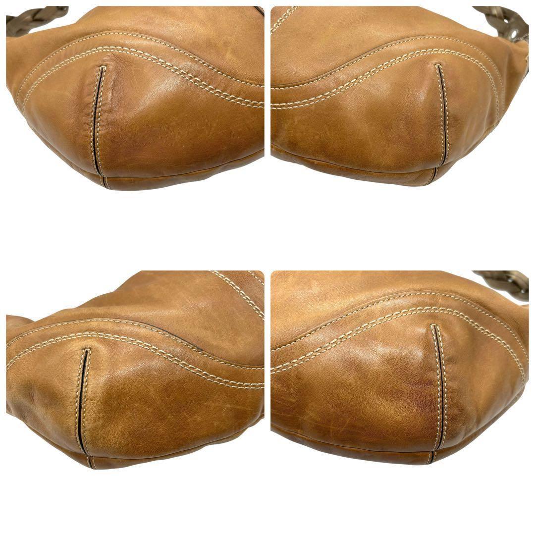 良品 759 コーチ ホーボー ワンショルダーバッグ レザー ブラウン