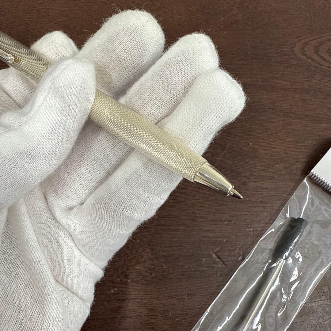 絶版]ペン工房キリタ 銀無垢削り出し シルバー925ボールペン アミ目柄