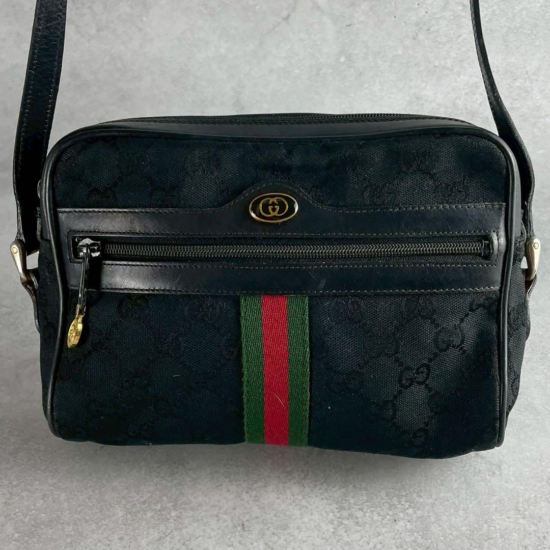 定番✨ GUCCI ショルダーバッグ GGキャンバス シェリーライン ブラック