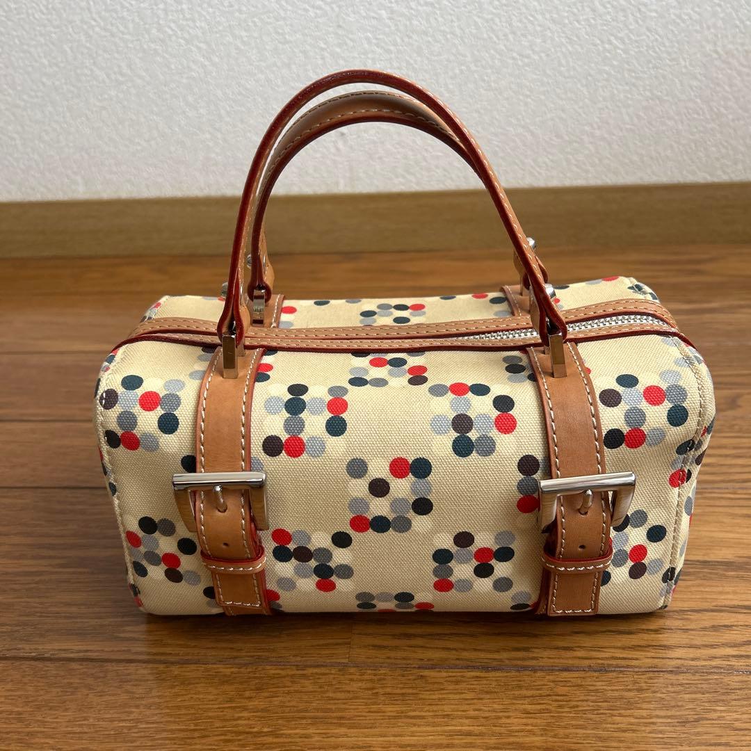 バーバリーブルーレーベル　ドット柄キャンバスミニボストンバッグ　レア
