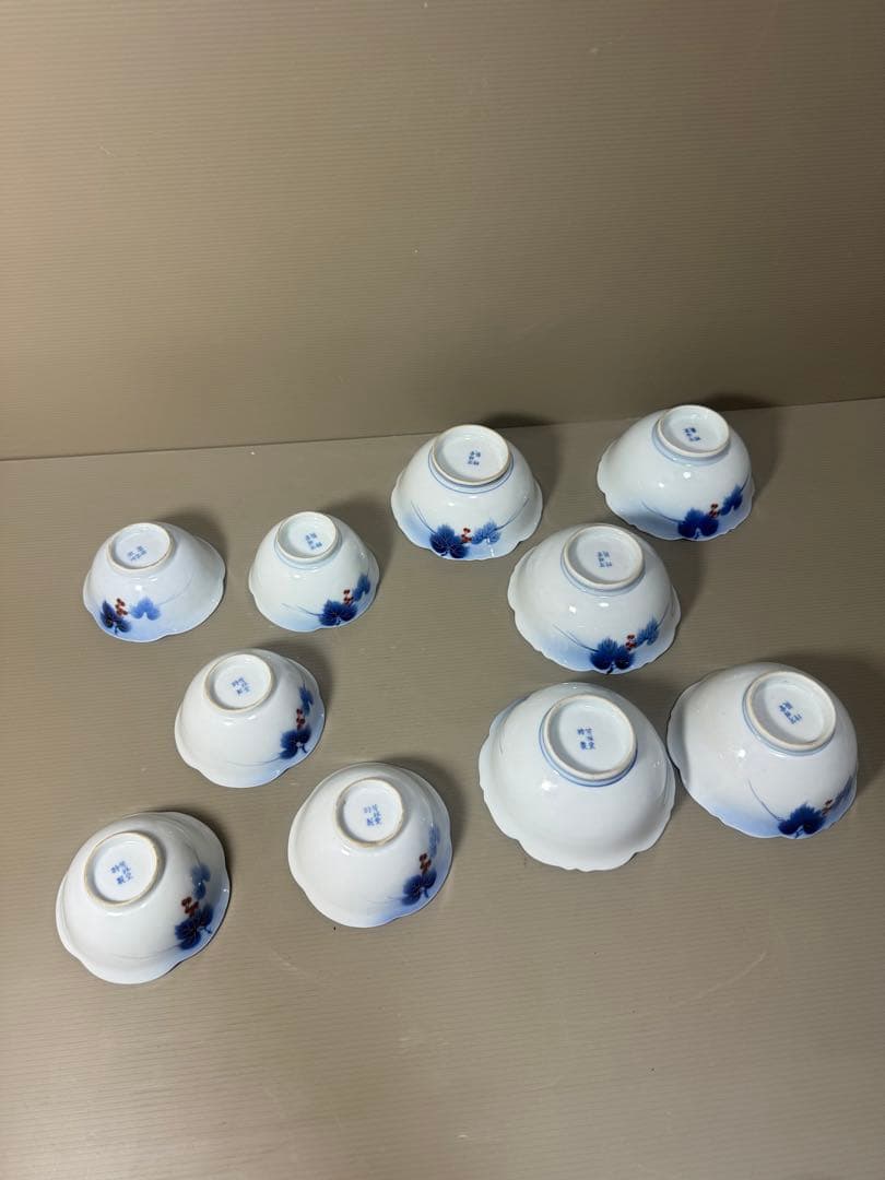 2207 有田焼 芳祥堂特製 葡萄瑠璃 中鉢5客 小鉢5客