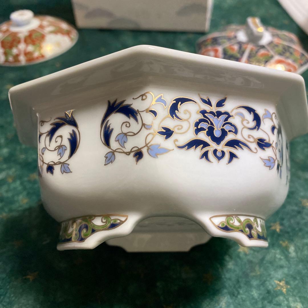 蓋付き器　錦松梅　光峰作　足付　希少