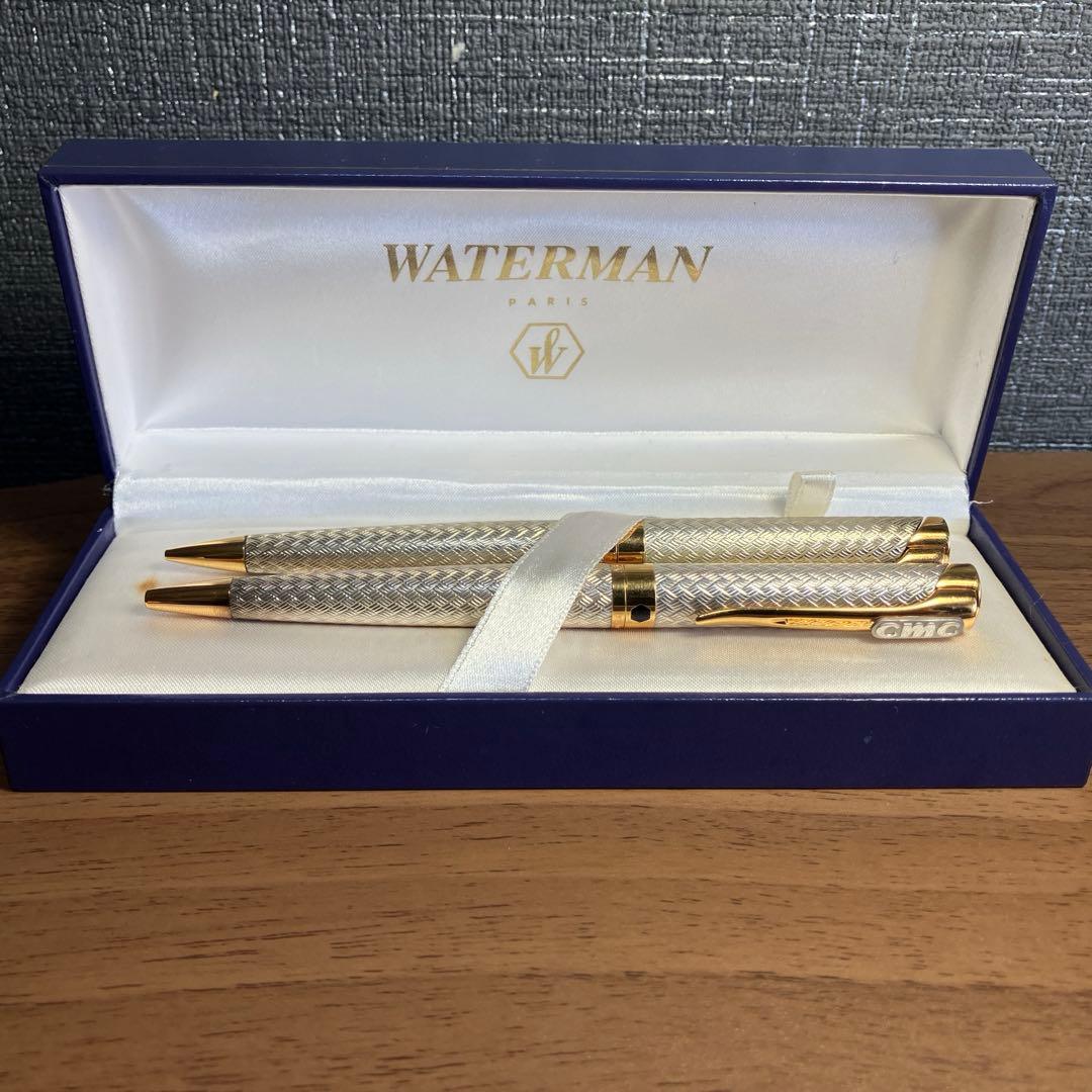 ウォーターマン レタロン ソリッドシルバー ボールペン シャーペン2本