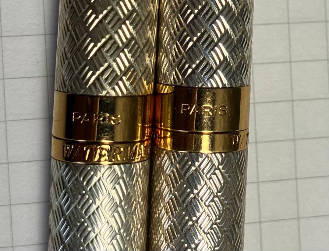 ウォーターマン レタロン ソリッドシルバー ボールペン シャーペン2本