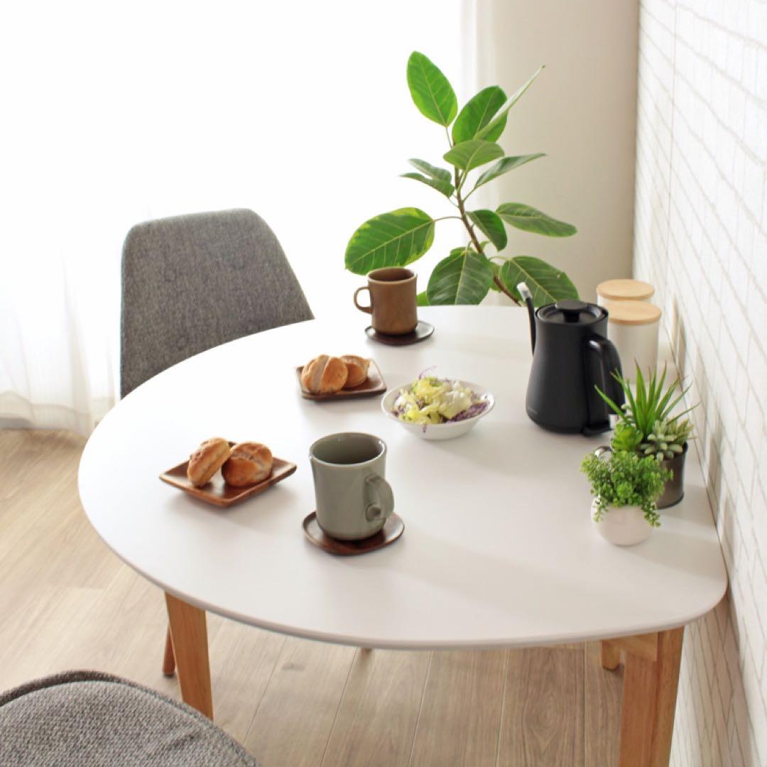 訳あり ダイニングテーブル 半円形 ホワイト 北欧 2人用 木製