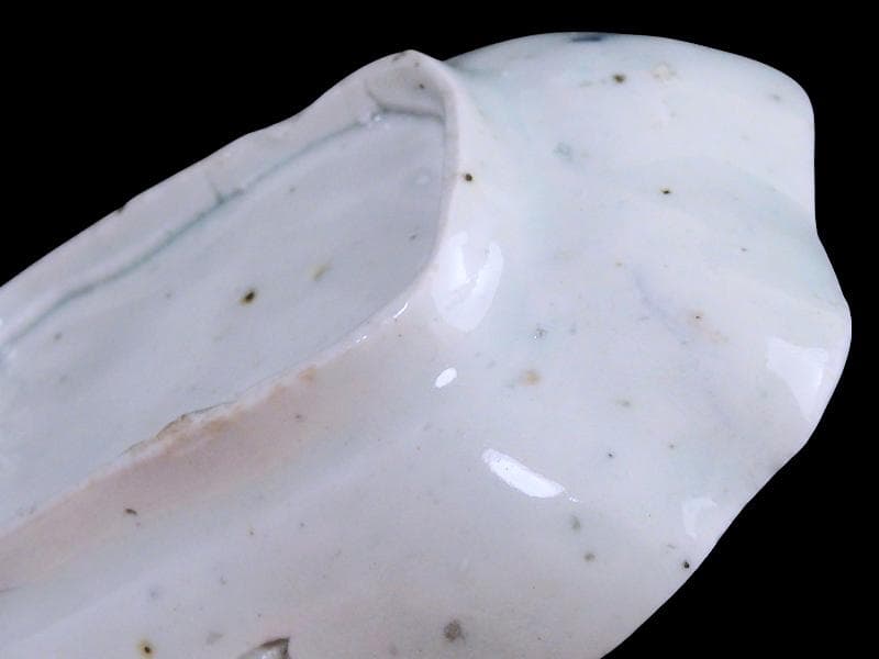 古伊万里　染付　型刷印判　氷裂紋の図　変形皿　江戸期　E655AS-fbsu