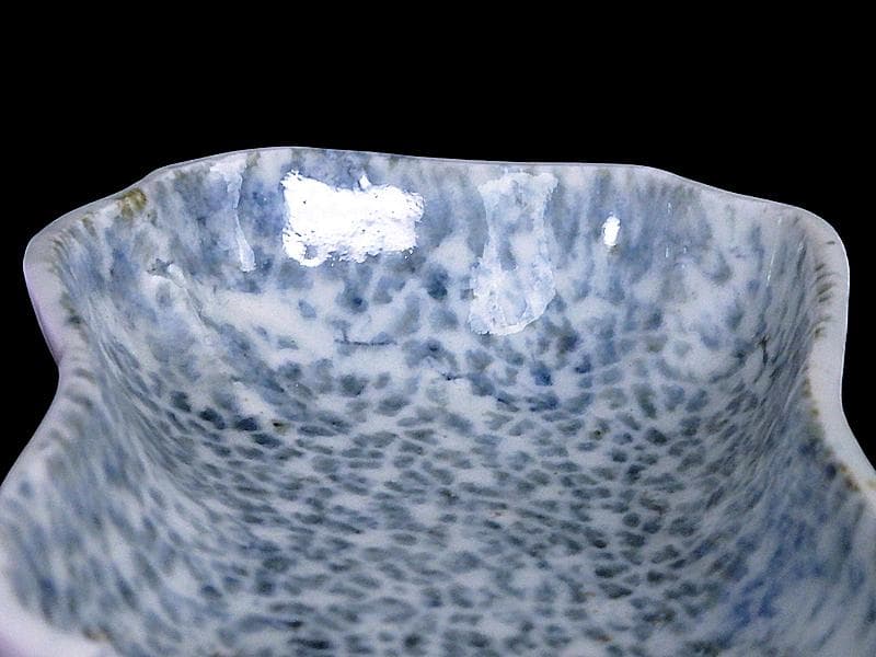 古伊万里　染付　型刷印判　氷裂紋の図　変形皿　江戸期　E655AS-fbsu