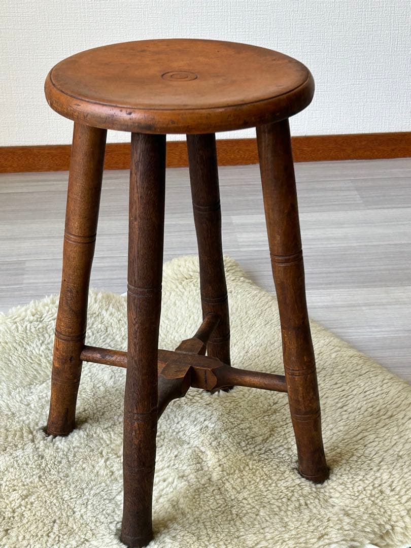 アンティーク 木製スツール　丸椅子　アトリエ　ビンテージ　古道具　チェア　レトロ