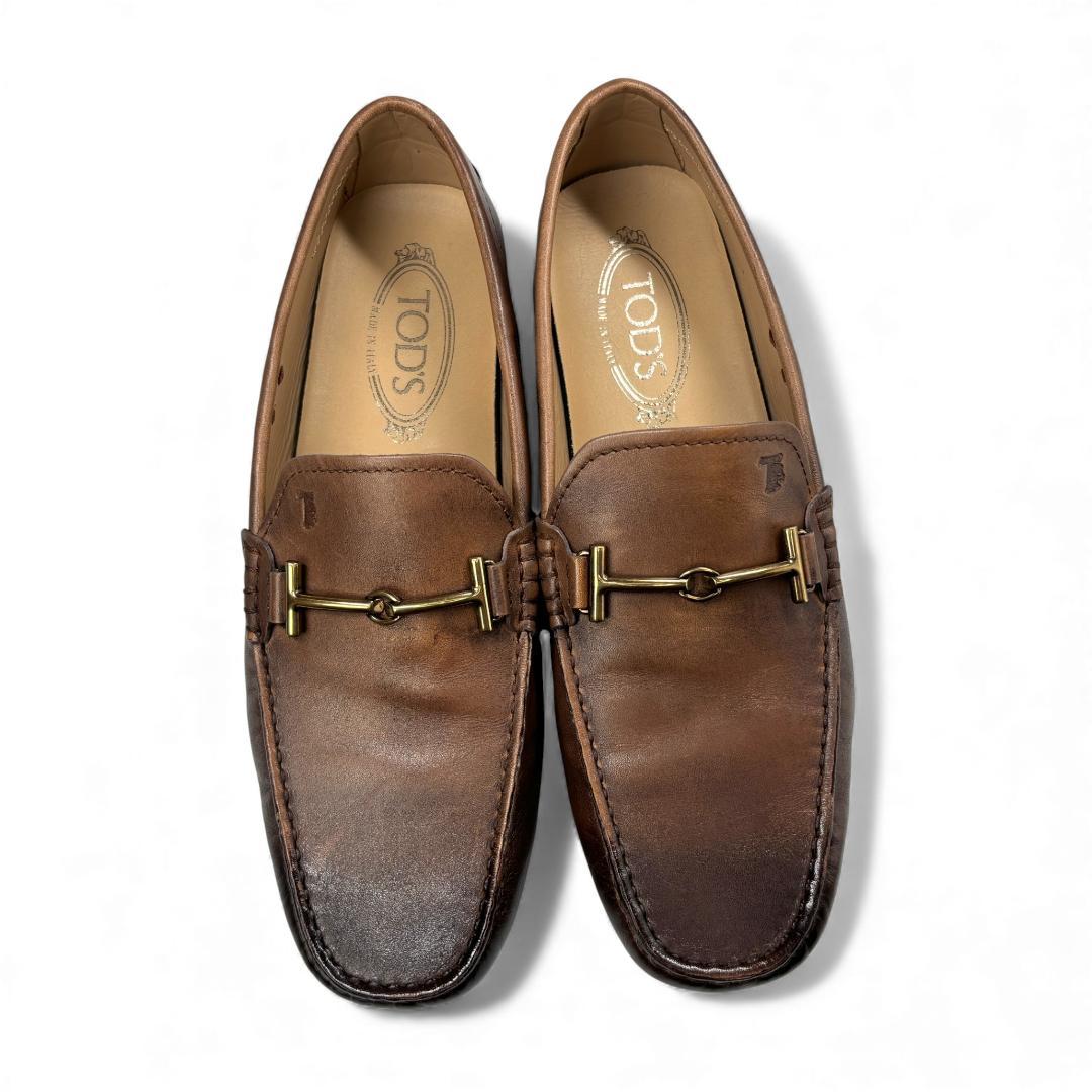 美品 TOD's ダブルTビットローファー ブラウン 7.5 (約26cm)