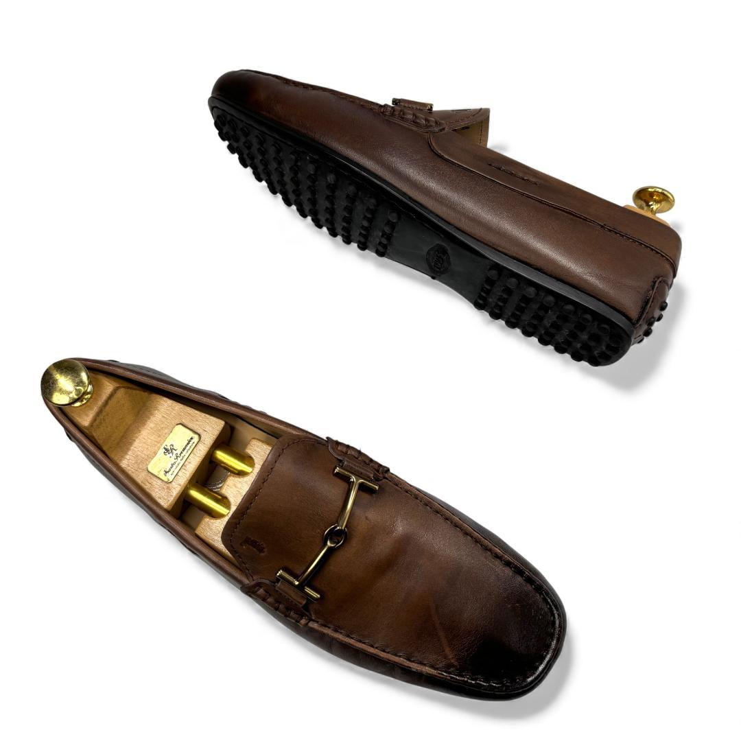 美品 TOD's ダブルTビットローファー ブラウン 7.5 (約26cm)