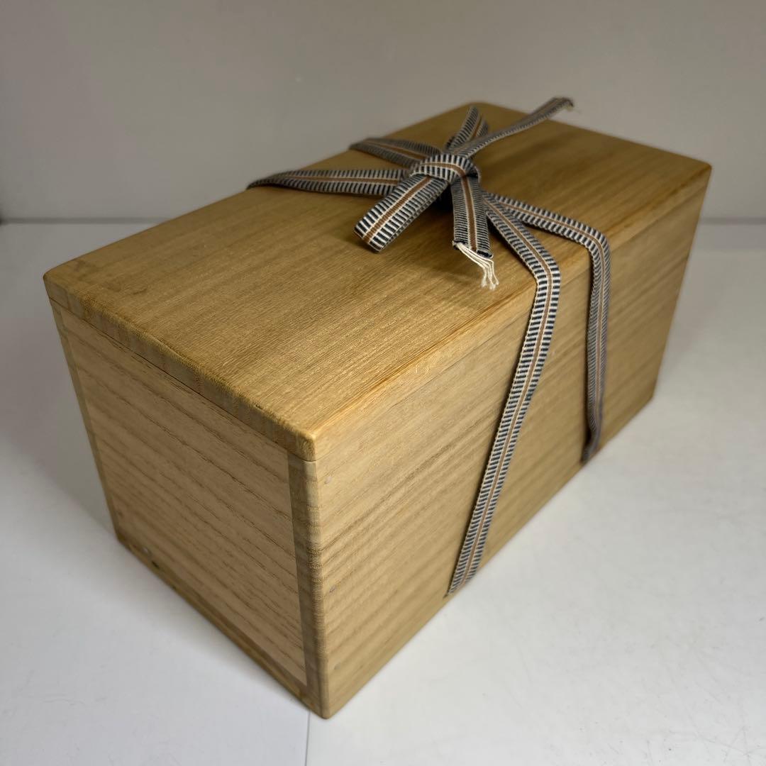 古伊万里　染付角火入一対　木箱付　幅約10㎝　東Y7-0620④タトチ