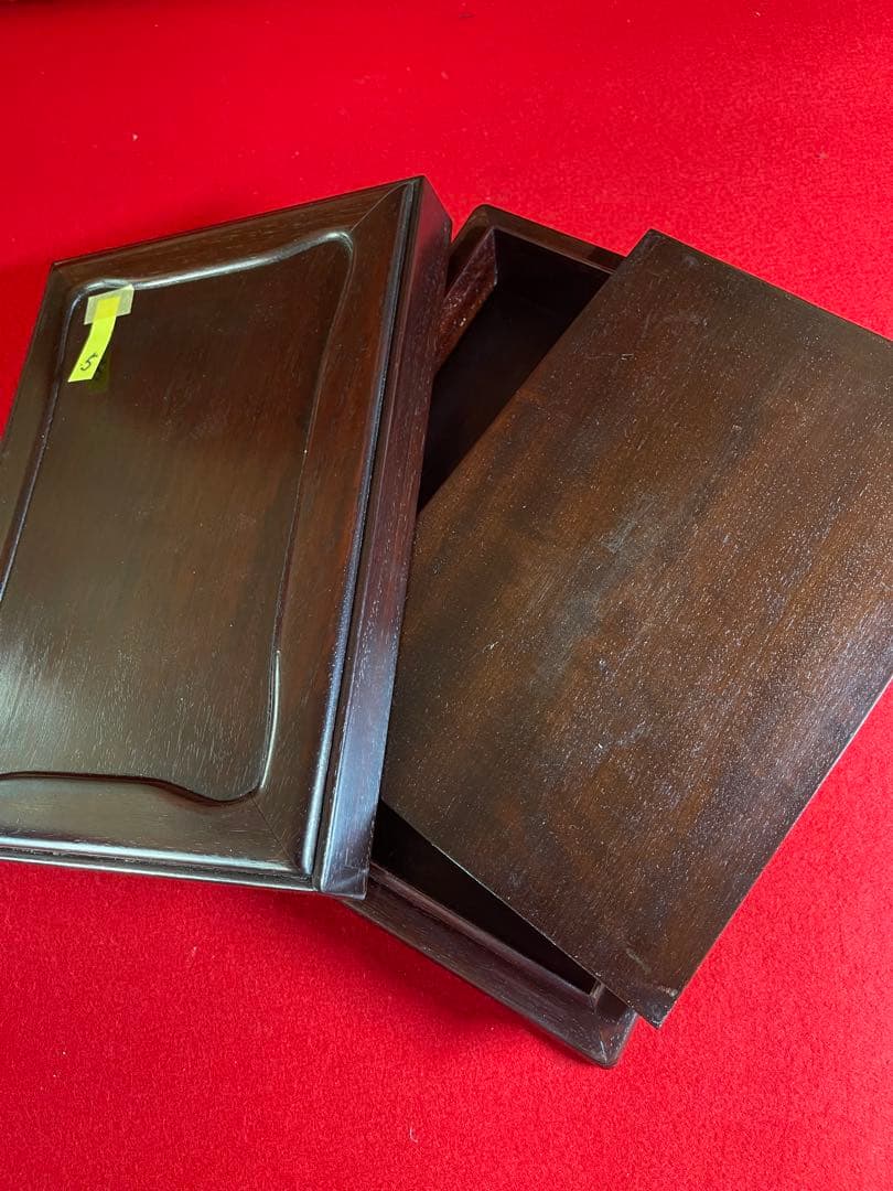 【墨研】古玩 硯箱⑤◆紫檀長方硯箱◆時代物◆文房四宝 文人趣味 文箱 唐木