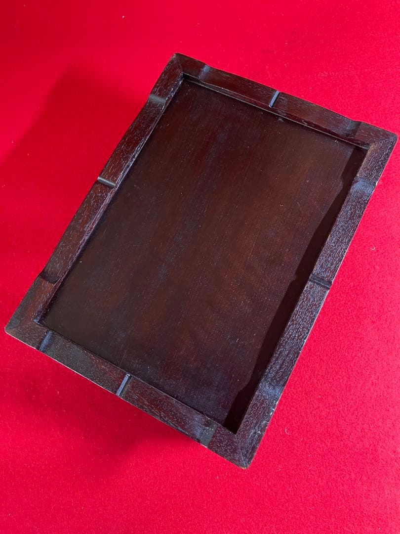 墨研】古玩 硯箱⑤◇紫檀長方硯箱◇時代物◇文房四宝 文人趣味