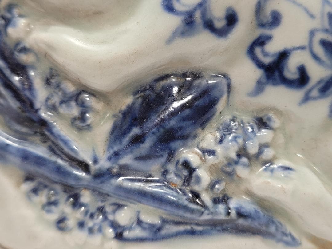 染付 リス型 松鼠型 折枝花紋 硯滴 水滴 明清時代 幅約11.1cm