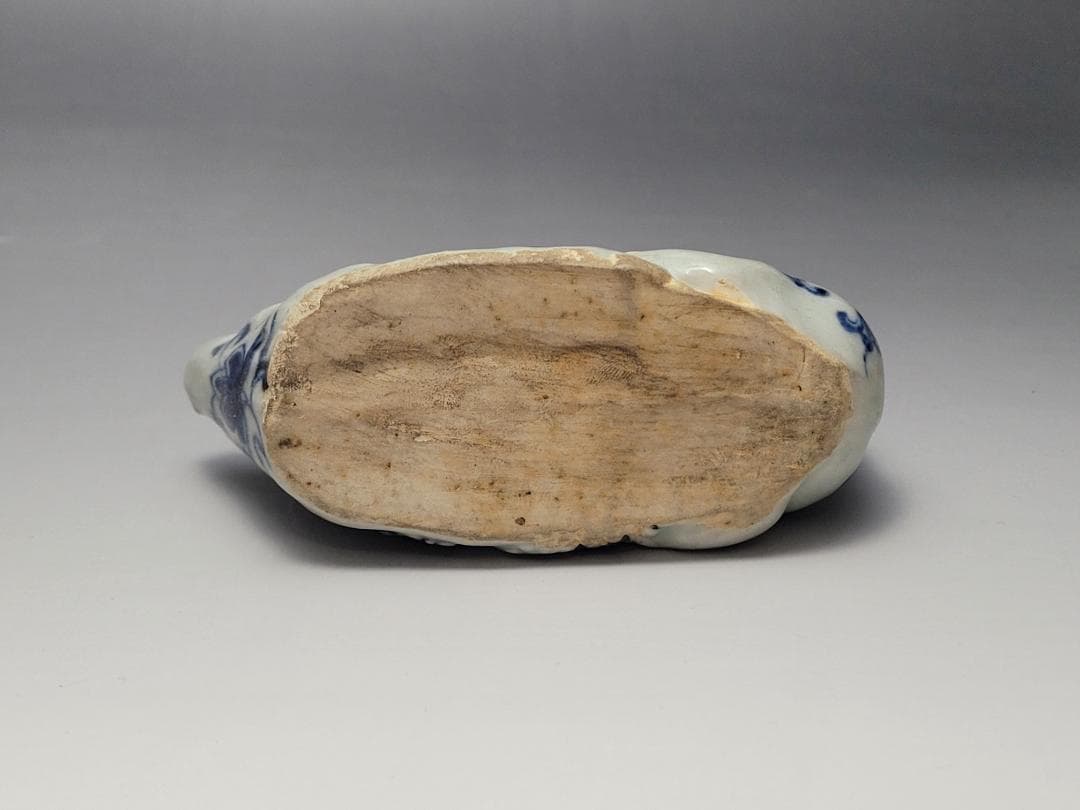 染付 リス型 松鼠型 折枝花紋 硯滴 水滴 明清時代 幅約11.1cm