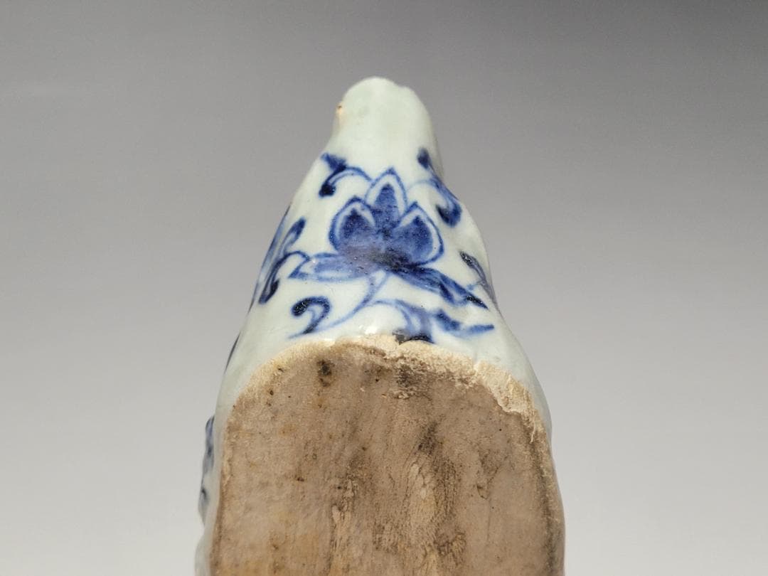 染付 リス型 松鼠型 折枝花紋 硯滴 水滴 明清時代 幅約11.1cm