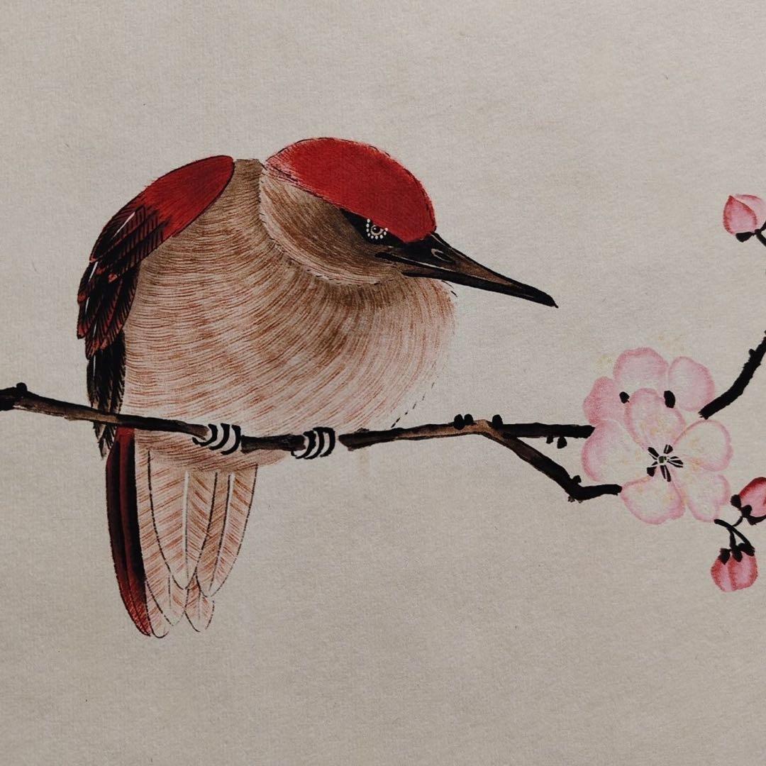 中国画 慈禧太后 群芳献瑞 花鳥図 四尺中堂 掛け軸／防偽仕様