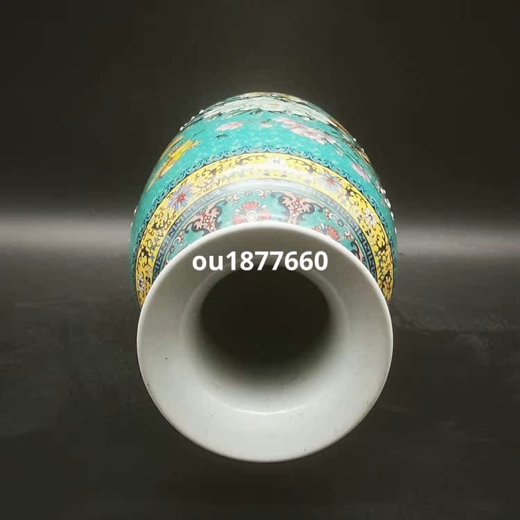 琺瑯彩藍地満工祥鳳来儀花瓶 景徳鎮 陶磁器 装飾品 現代工芸品 美術品 置物