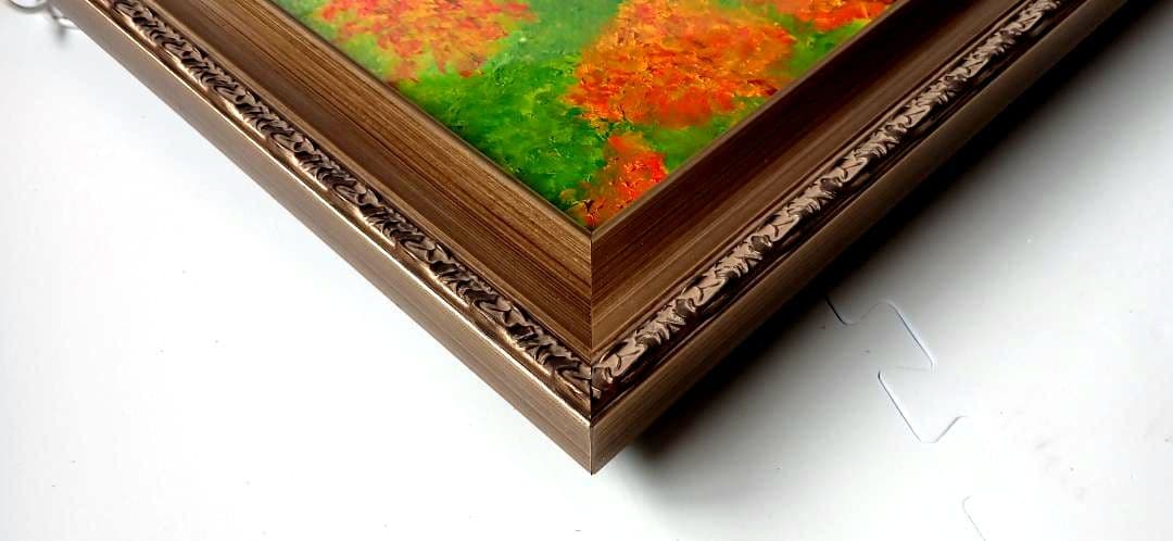 油絵/油彩 額縁 F10〔題名 乗鞍〕匿名発送・送料込