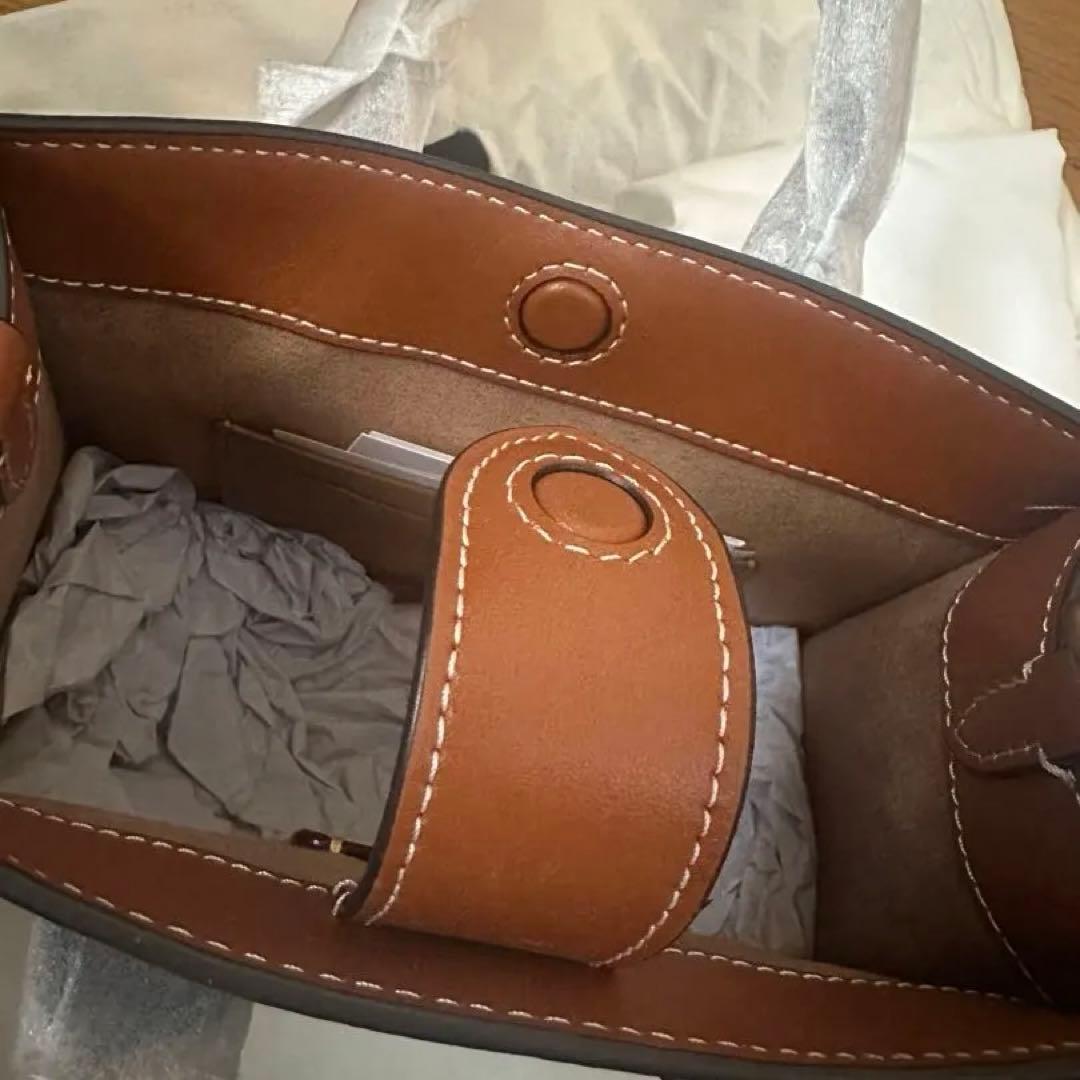 【新品/未使用】COACH レザーショルダーバッグ ブラウン/ブラック