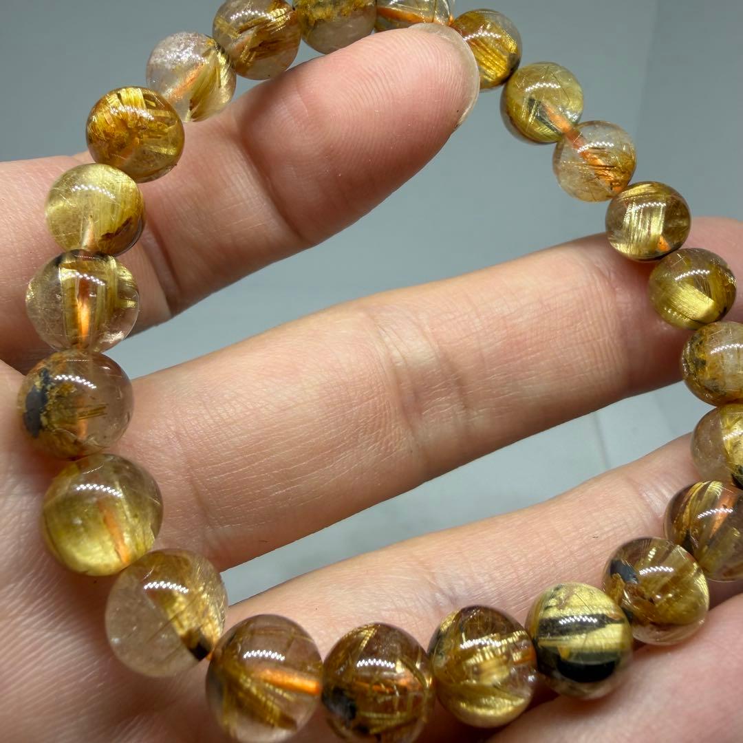 □ハイクオリティ z9607 ゴールド タイチン ルチル クォーツ 150金運