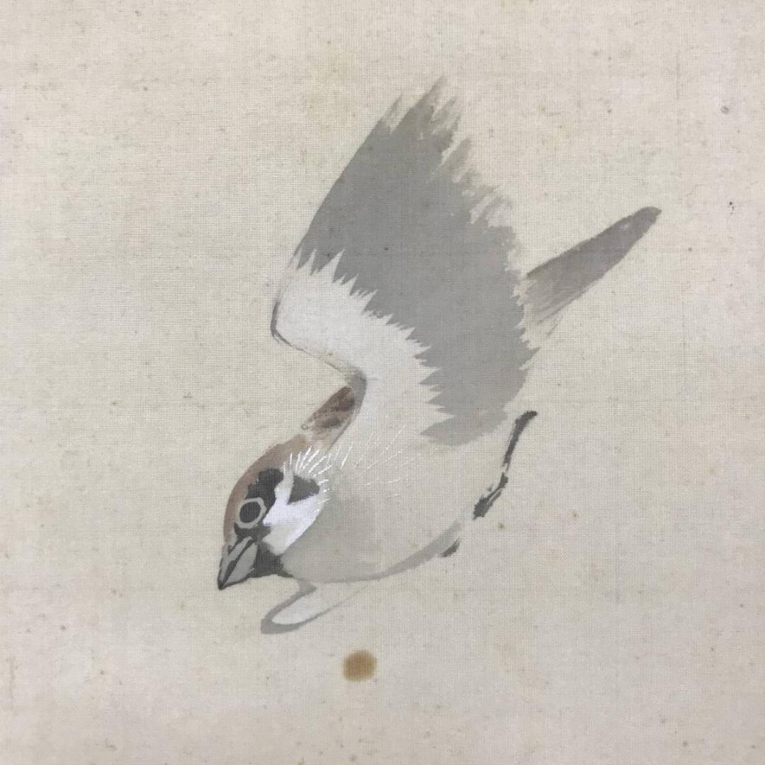 生駒石渓/牡丹に雀図/花鳥図/掛軸/名家伝来/AC-500