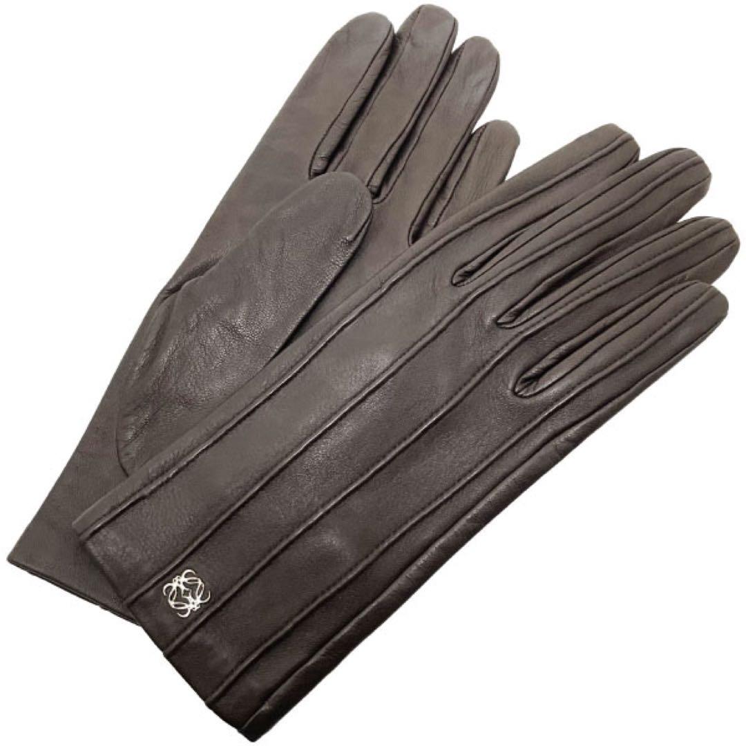 正規品 美品 ロエベ グローブ レザー 手袋 アナグラム 【KK13233】