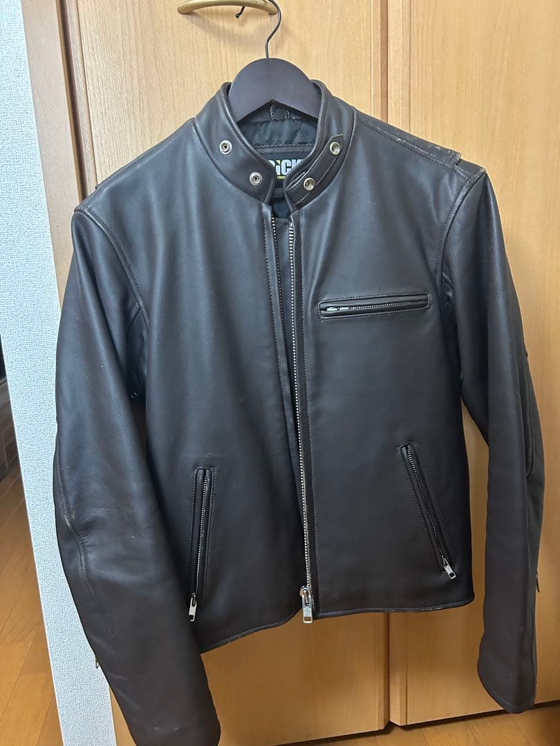 トリッキー TRICKY レザー シングルライダースジャケット ダークブラウン TRICKY シングルライダース レザージャケット 牛革 ダークブラウン LL