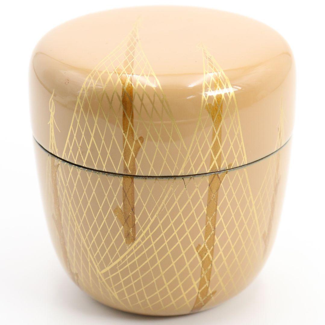 蒔絵師 宗祥作 内銀溜 住吉蒔絵 中棗 茶道具 共箱 M786 茶器/茶道具