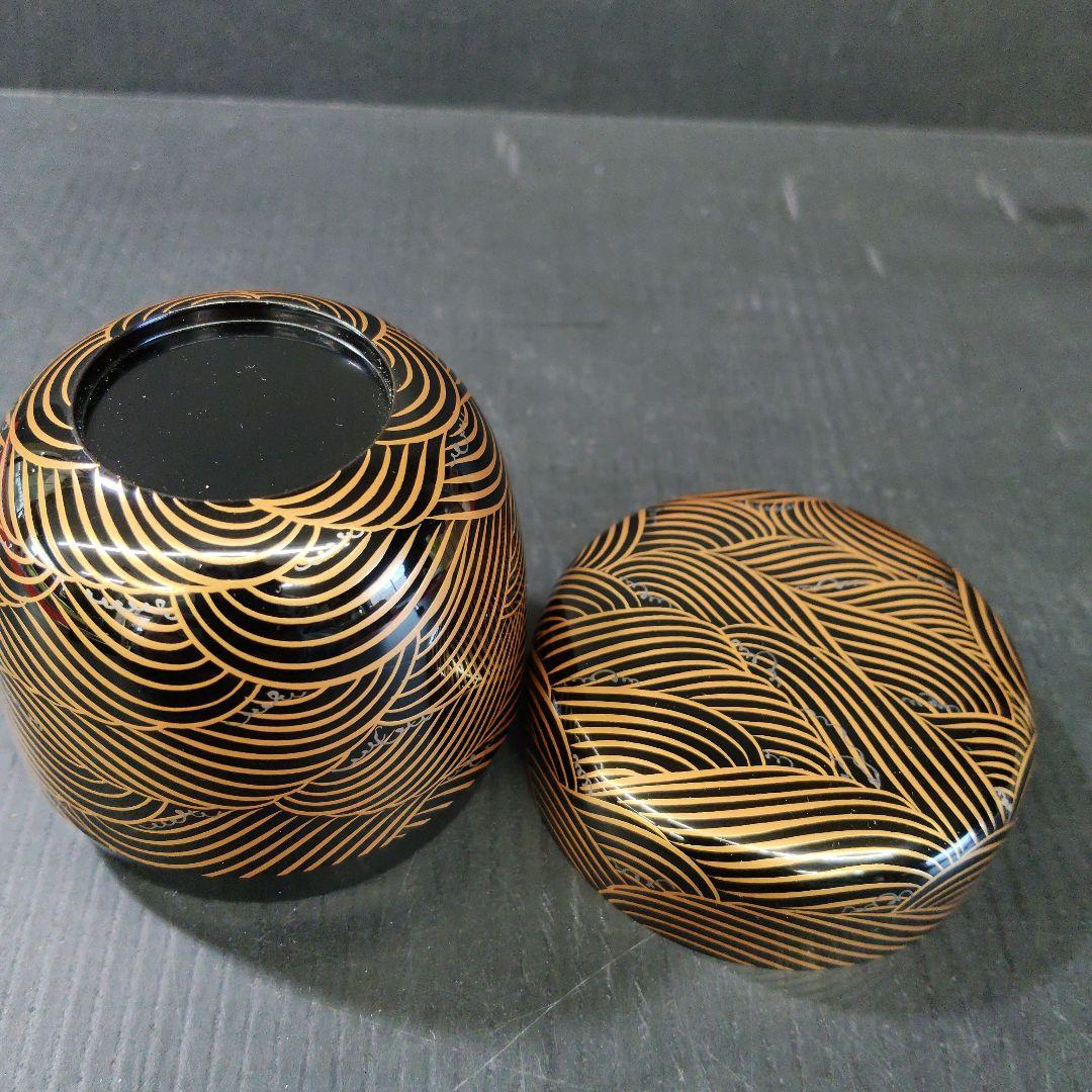 松谷作 椎黒菊唐草文棗 共箱 高さ約6.5㎝ 東Y7-1121☆2F 作品 - 松谷窯