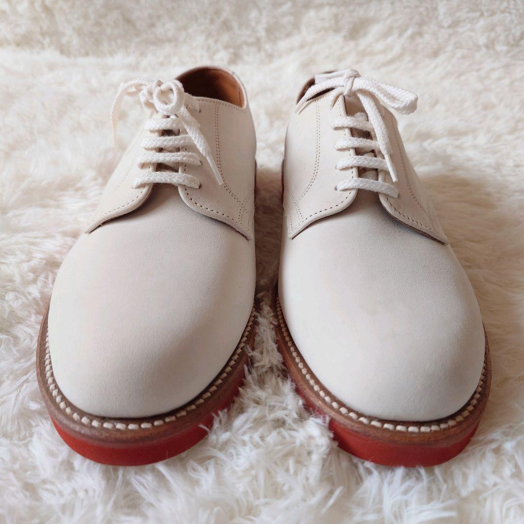 ウォークオーバー　プレーントゥダービー　モカシン　レザー　シューズ　オフホワイト