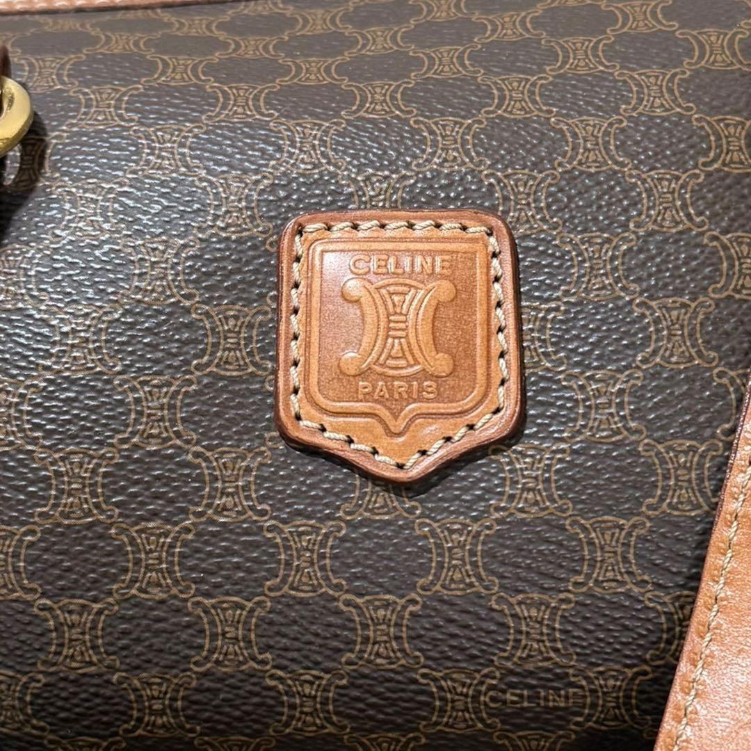 CELINE ミニボストン マカダム柄 トリオンフ ハンドバッグ PVCレザー