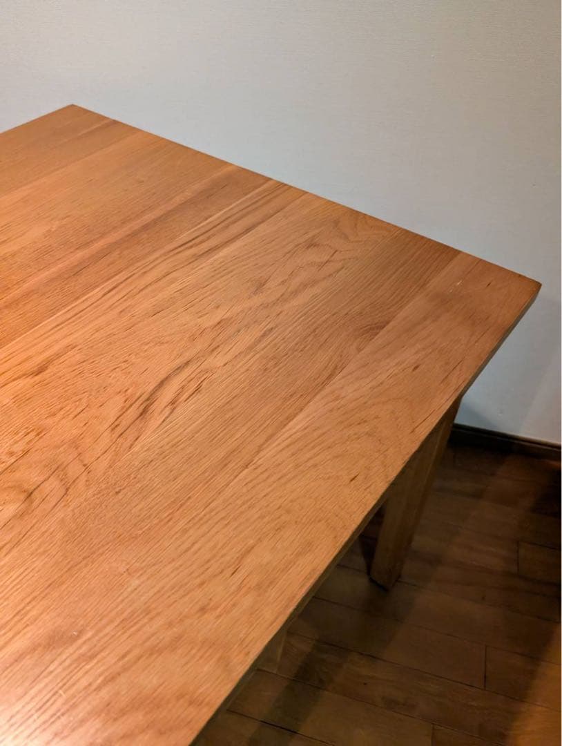 ■送料込■無印良品 正方形 木製デスク 天然木 タモ材 廃盤 机 ダイニング