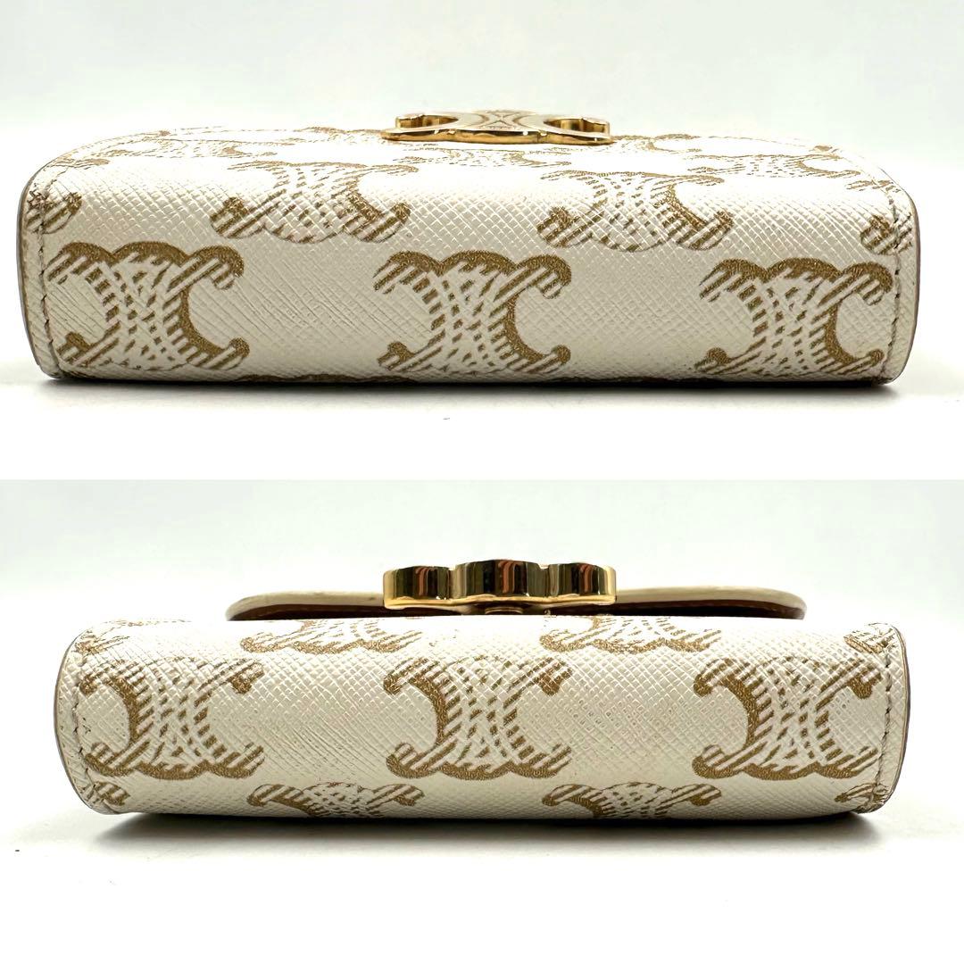 《極美品》現行CELINE トリオンフ レザー スモールウォレット 三つ折り財布