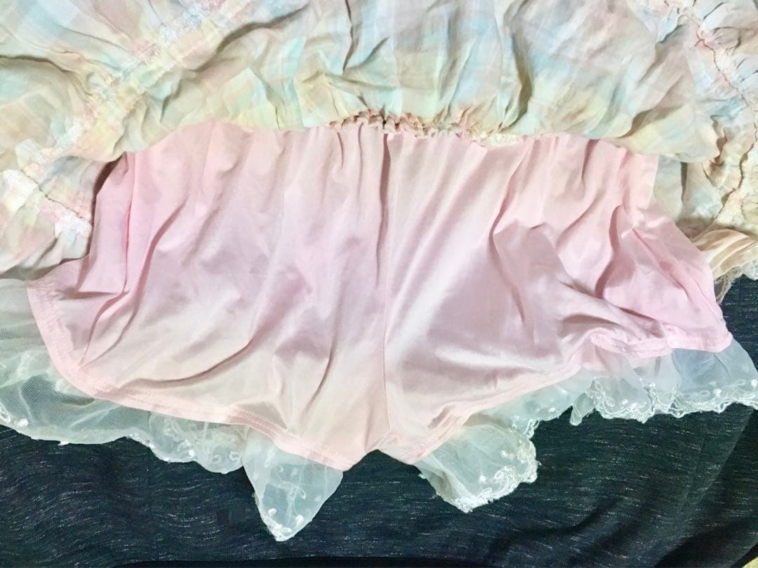 送料無料■2000sリズリサlizlisa■ピンクチェック柄レーススカパン当時品