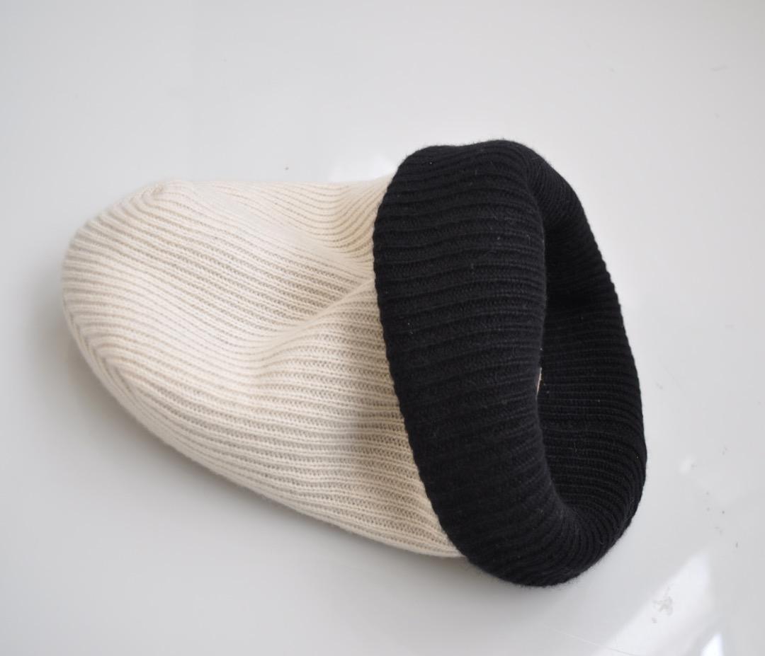 ジエルダーステイトマン ♡ カシミヤ100% ニットビーニー 白黒