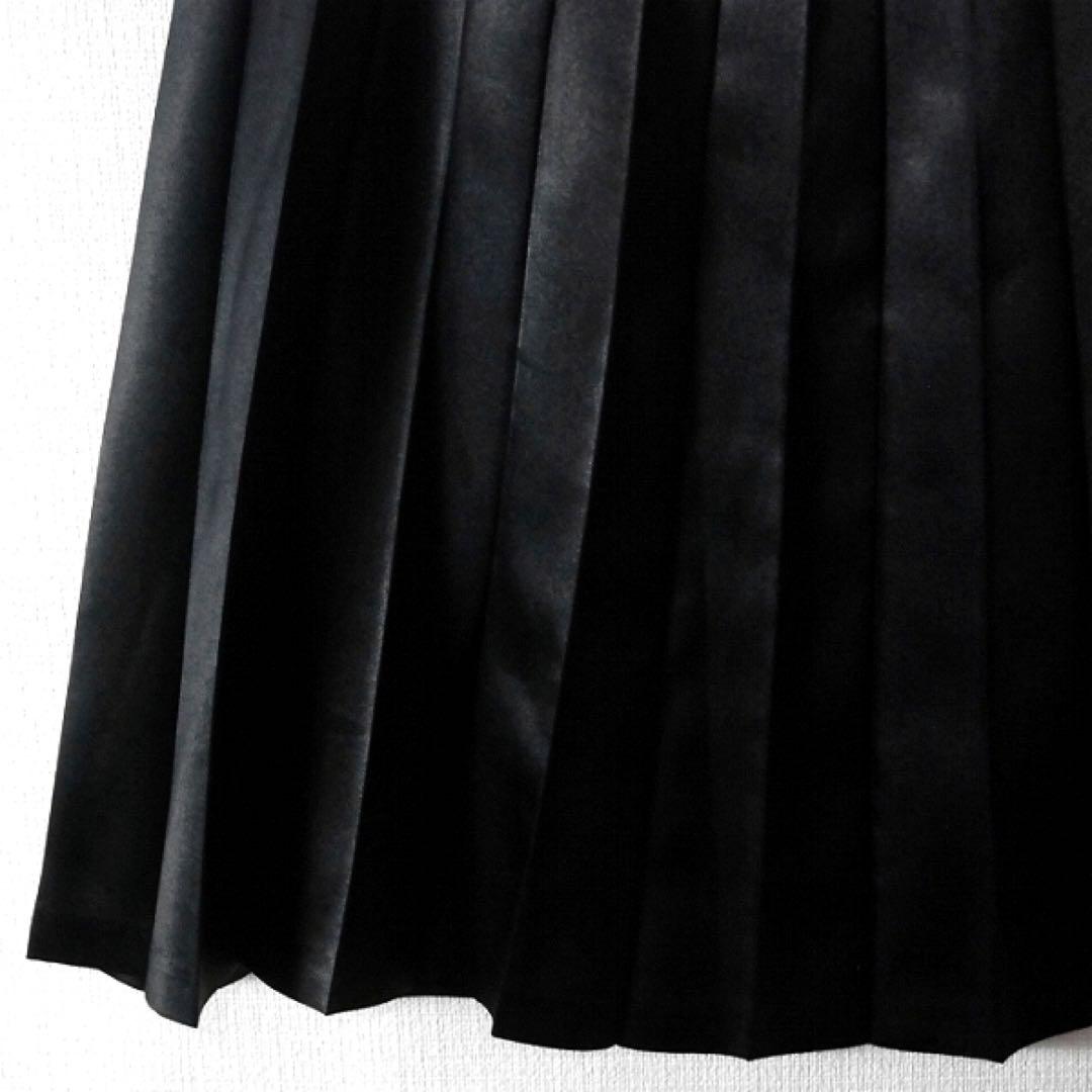 トリココムデギャルソン / プリーツスカート 黒 M 光沢 フレア Aライン