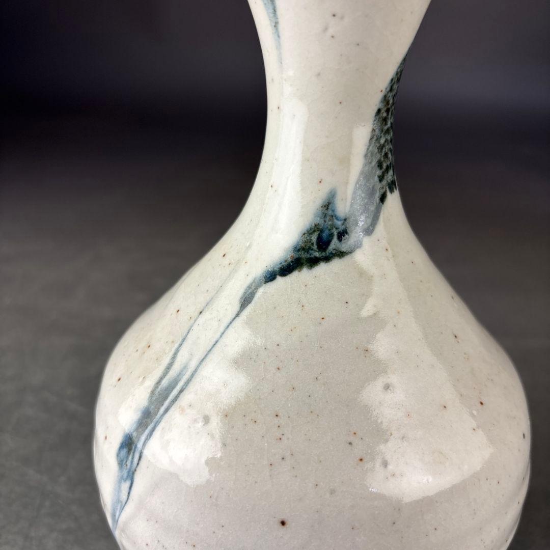 人間国宝　松井康成　墨流　花入　共箱