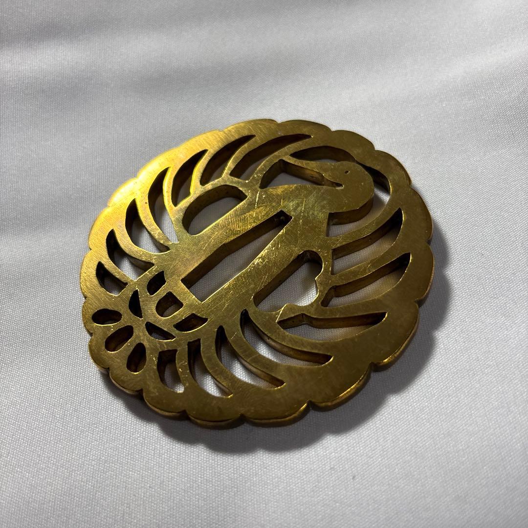 金色 鶴デザイン 鍔(つば) 鶴丸　鐔　武具